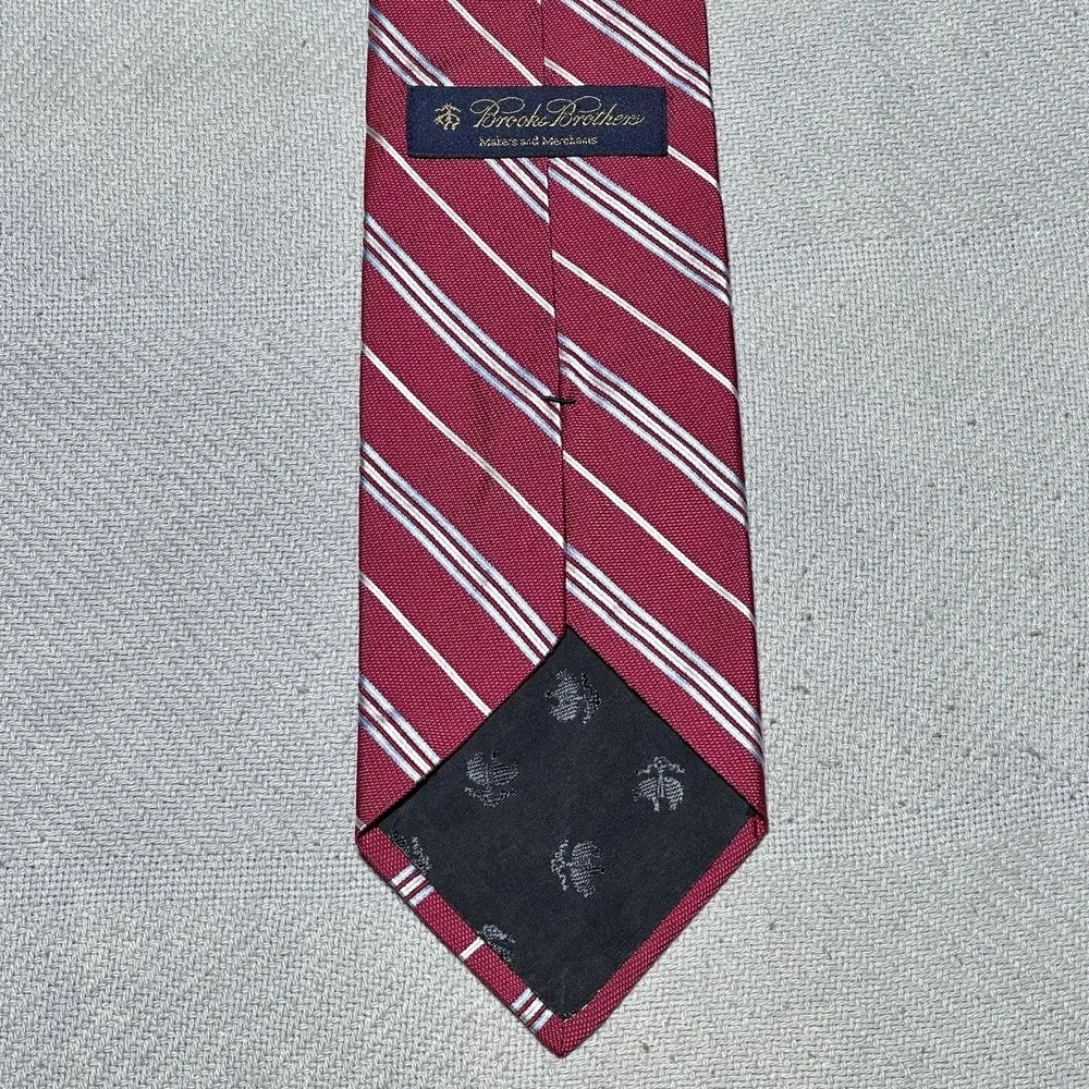 Brooks Brothers Red Gold & Silver‎ Striped Tie Woven Italian Silk USA Made